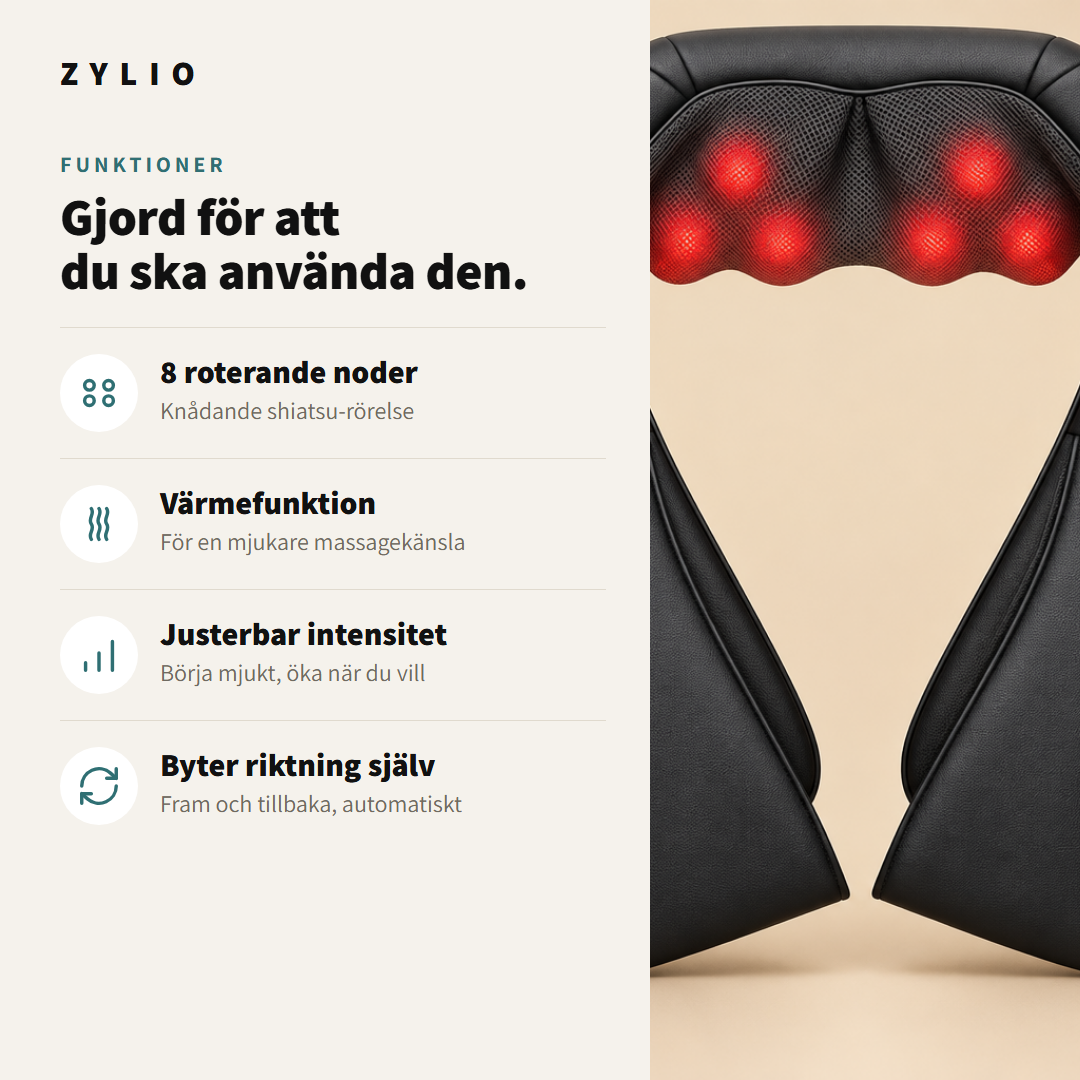 Funktioner: 8 noder, värme, justerbar intensitet, riktningsbyte
